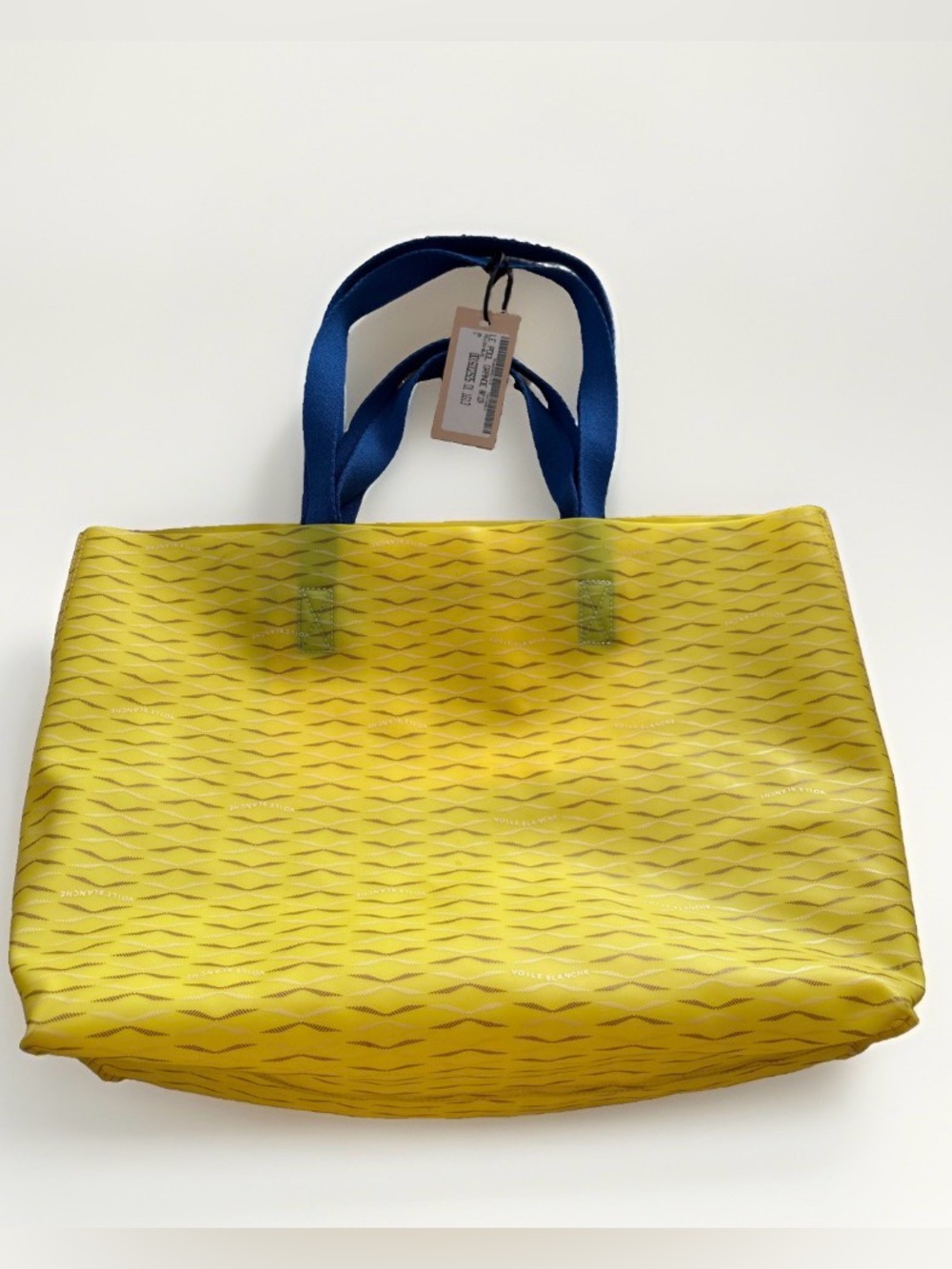 NWT VOILE BLANCHE LE POOL GRANDE Yellow Logo Tote and Accessory with Blue Straps - Picture 5 of 12
